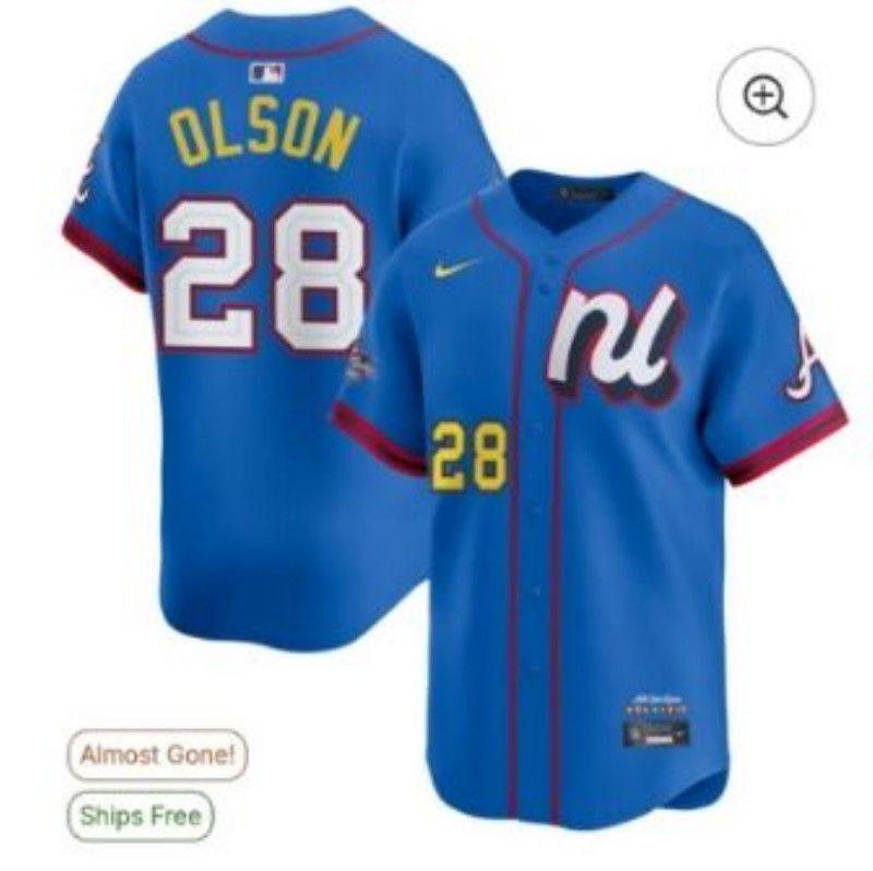 Men 2025 Atlanta Braves #28 Olson Blue All star Nike MLB Jersey style 08